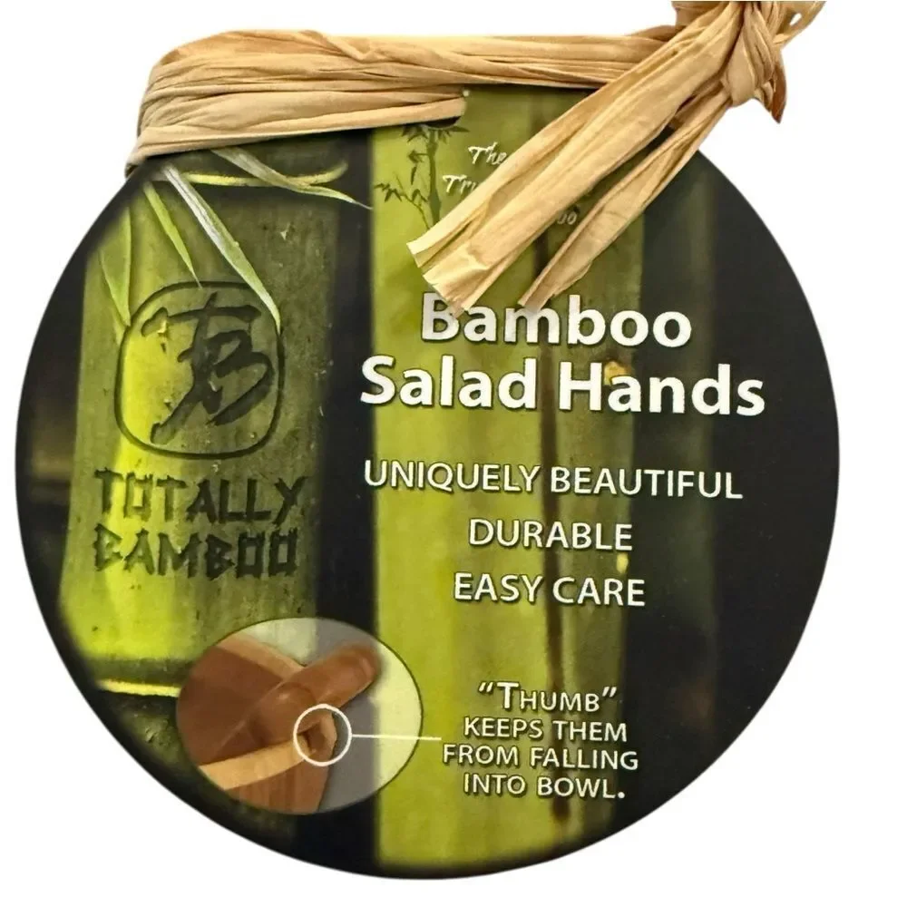 Totally Bamboo Serving Set of Bamboo Salad Hands Home Kitchen Tools. NEW.